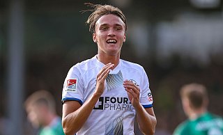 SCP-Talent Luis Engelns, hier nach seinem ersten Zweitligator beim 1:1 in Münster, gelang am Mittwoch mit der deutschen U19 ein erfolgreicher Start in die EM-Qualifikation. - Picture Alliance
