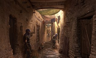 Eine geheimnisvolle Gasse in Al-Ula – das neue Gebiet im kostenlosen „Valley of Memory“-Update von „Assassin’s Creed Mirage“. - Ubisoft