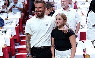 David Beckham und seine Tochter Harper Seven Beckham. - Lynne Sladky/AP/dpa