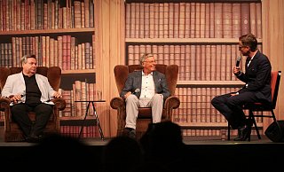 Waldemar Hartmann, Wolfgang Bosbach und Carsten Linnemann beim Politik-Boulevard. - Björn Kenter