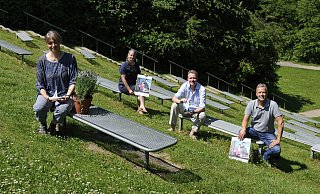 Vielfältiges Programm: Carola Bartelheimer (v.l.), Maren Doehmen, Dirk Hinke und Michel Scholz haben Veranstaltungen auf dem Aqua Magica-Gelände geplant. - Sandra C. Siegemund