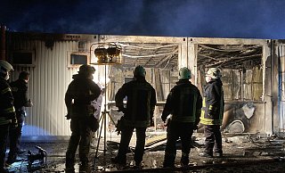 Brand der Ersatzcontainer der DRK-Kita Krempol am 18. Februar 2021. - Katharina Eisele