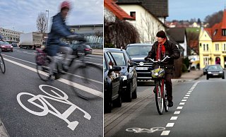 Radweg ist nicht gleich Radweg: Die Polizei sieht zwischen diesen Versionen an Stadtring und Beckhausstraße zwei grundlegende Unterschiede. - Andreas Zobe, Sarah Jonek
