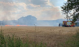 In Schröttinghausen steht ein Feld in Flammen. - Chris-Jan Heidemann
