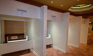 Das Impfzentrum in der Sälzerhalle in Salzkotten ist startklar. Im Februar sollen hier die ersten Impfungen durchgeführt werden. - Kreis Paderborn