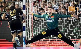 Magdeburgs Torhüter Sergey Hernandez (r) war ein Garant beim Gewinn der Champions League - Marius Becker/dpa