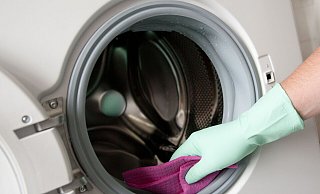 Die regelmäßige Reinigung der Waschmaschine beugt Gerüchen und Schimmel effektiv vor: Besonders bei Frontladern ist die Türmanschette an der Trommel ein kritischer Bereich. - Sonya Schönberger/dpa-tmn