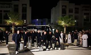 In Maskat angekommen: Die deutschen Nationalspieler. - Christian Charisius/dpa