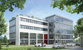 Am Technologiepark vorbei soll der geförderte Geh- und Radweg führen. Dort entstehen derzeit neue Bürogebäude, unter anderem für den IT-Diensteister W-AYS. - Technologiepark