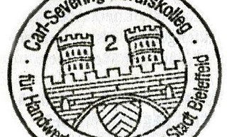 Ab sofort ungültig: Das Schulsiegel des Carl-Severing-Berufskollegs für Handwerk und Technik mit dem Stadtwappen. - Ivonne Michel