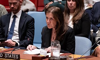 US-Botschafterin Dorothy Shea bei der Sondersitzung des UN-Sicherheitsrats zu den Verletzungen des polnischen Luftraums durch russische Drohnen. - picture alliance / Pacific Press