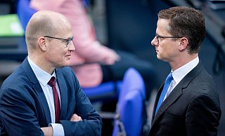 Ralph Brinkhaus (l.) und Carsten Linnemann arbeiten beide im Bundestag. - picture alliance/dpa