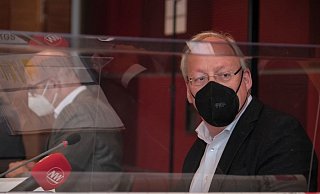 Pit Clausen bei einer Live-Pressekonferenz des Corona-Krisenstabs. - Andreas Zobe (Archiv)