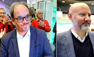 Matthias Trepper (l., SPD) und Henning Matthes (CDU) treten am 1. Dezember in der Stichwahl gegeneinander an. - Andreas Frücht