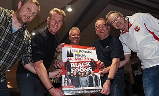 Wer die Bläck Fööss erleben möchte, muss nicht „ze Fooss noh Kölle jon“, denn die Legenden des Kölschen Liedguts kommen auf Einladung von Matthias Sonst (v. l.), Markus Finger, Dirk Bickmann, Dirk Zymner und Thomas Liene in den Kreis Höxter. - Josef Köhne