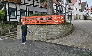 Ein Wahlwerbebanner der Wählergemeinschaft „Liste Zukunft“. - Stefan Heilemann