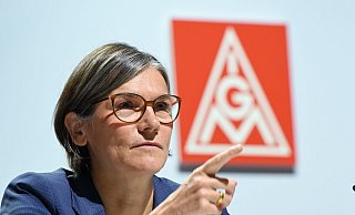 Christiane Benner, Chefin der IG Metall, bei einem Gewerkschaftstag der Industriegewerkschaft. - Arne Dedert/dpa