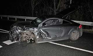 Die Front des Audi TT wurde stark zerstört. - Polizei