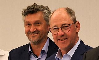 Sie wollen Paderborns neuer Bürgermeister werden: Frank Wolters (Grüne, l. ) und Stefan-Oliver Strate (CDU). - Rajkumar Mukherjee