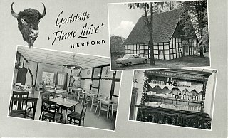 Die Gaststätte „Anne Luise“ warb schon mit dem Büffelkopf, der später der Bar ihren Namen gab. - Archiv Jörg Bartling/Jürgen Breder
