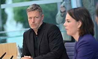Die Bundesvorsitzenden von Bündnis 90/Die Grünen: Annalena Baerbock und Robert Habeck. - Foto: Bernd Von Jutrczenka/dpa