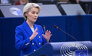 Kommissionspräsidentin Ursula von der Leyen rief angesichts der Bedrohungen aus Russland dazu auf, darauf nicht nur zu reagieren, sondern auch abzuschrecken. - Pascal Bastien/AP/dpa
