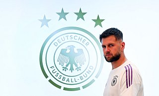 Niclas Füllkrug bei der DFB-Pressekonferenz in Herzogenaurach. - Federico Gambarini/dpa