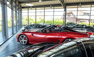 In der Ausstellungshalle von Mobilista Motors stehen die edlen Karossen aufgereiht. - Mobilista Motors