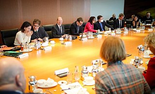 Bundeskanzler Olaf Scholz während der Sitzung des Kabinetts im Kanzleramt. - Kay Nietfeld/dpa