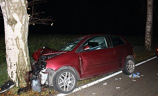 Ein Stemweder fuhr mit seinem Auto gegen einen Baum. - Polizei Minden-Lübbecke