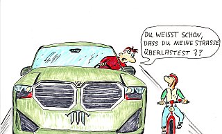 „Neue IHK-Studie auf den Punkt gebracht“ lautet der Tiel dieser Karikatur, mit der der Bielefelder Kai Schulte verdeutlicht, woran das neue Verkehrsgutachten krankt. - Kai Schulte (Grafik)