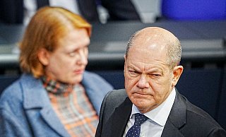 Bundeskanzler Olaf Scholz während der Generaldebatte der Haushaltswoche. - Kay Nietfeld/dpa