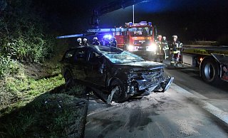 Ein Auto hat sich auf der A33 überschlagen. An Bord waren auch drei Kinder. - Andreas Eickhoff