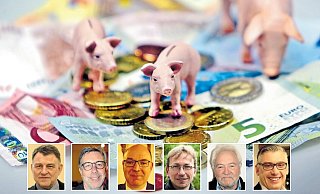 Während die Fraktionsvorsitzenden von CDU und SPD, Stefan Berens (v. l.) und Werner Böhler den Doppel-Etat verteidigten, kam von Ralf Dohmann (BfH), Ludger Roters (Die Grünen), Hans-Georg Heiseke (UWG) und Martin Hillebrand (FDP) zum Teil scharfe Kritik. - Sarah Jonek/cap/mbr/uwg/gr