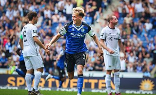 Arminias Nicklas Shipnoski wurde im Derby gegen Münster mit zwei Treffern und einer Vorlage zum Matchwinner. - Sarah Jonek