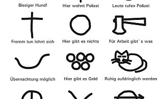 Die Zeichen, wie sie auf einer Seite des Bundesinnenministeriums zu finden sind. Bis in die 70er Jahre waren sie Teil der polizeilichen Ausbildung. - Repro Horst Biere
