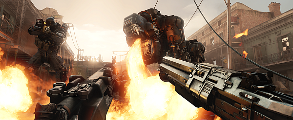 Gibt's auch nur bei Wolfenstein: Feuerspeiende Panzerhunde. - © Bethesda Softworks/Machine Games