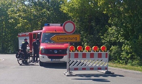 Die Strecke in Höxter für den Leistungsnachweis war unübersehbar abgesperrt. - © FFW Willebadessen