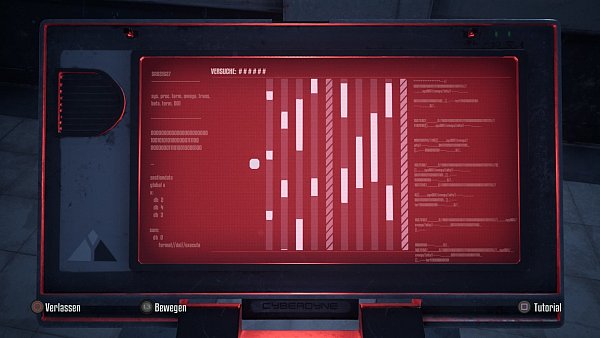 Hacken in diesem Spiel geht so: Der Punkt an der linken Seite muss auf die rechte Seite, während die Balken unterschiedlich schnell ihre Bahnen ziehen.
