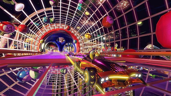 Bunt, bunt, bunt, bunt, bunt: Hier zeigt sich das Sega-Universum in all seiner Farbenpracht. - © Team Sonic Racing/Sega