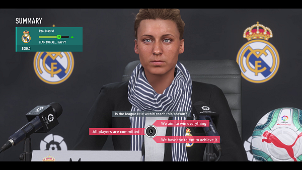 Hingehen oder nicht? Im Karrieremodus hat man die Wahl, als Trainerin auch mal die Pressekonferenz zu schwänzen. - © EA Sports