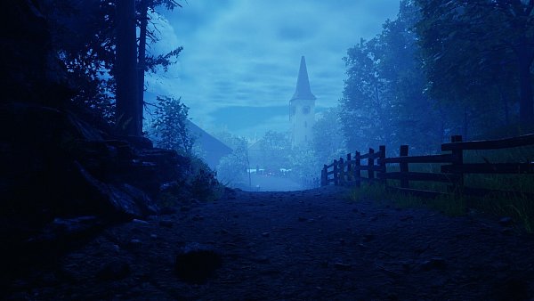 Auch bei Nacht ist das Dorf eine stimmige Spiellandschaft. Wir dürfen uns nur nicht von den Wachen erwischen lassen. - © Active Fungus Studios