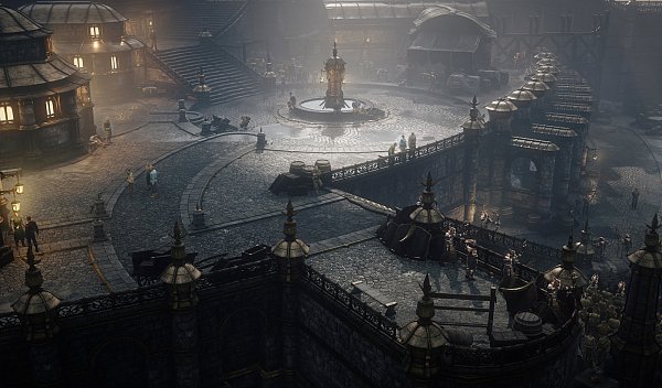 In der Mittelalter-Steampunk-Stadt Stormfall kommen wir häufig zurück, wenn der Lootbeutel voll ist oder eine neue Quest ruft. - © Wolcen Studio