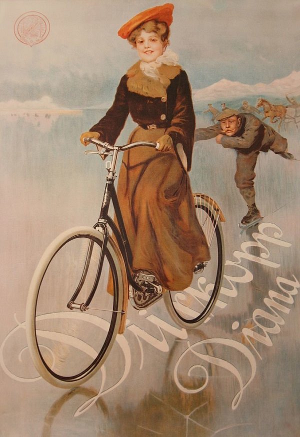 Angefragt und genehmigt von Herrn Rath Dürkopp Werbeplakat Fahrrad Diana Fahrradindustrie Bielefeld - © Stadtarchiv Bielefeld