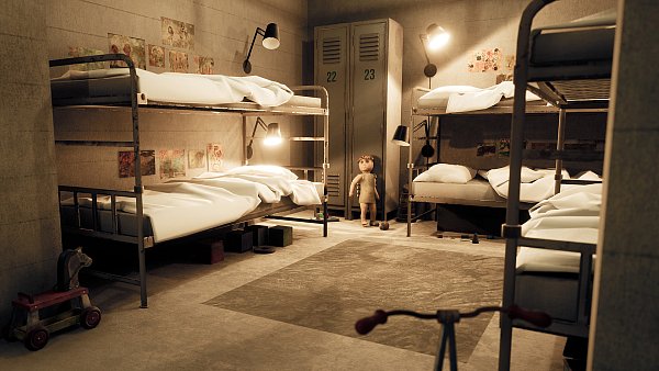 Das Zimmer der Kinder von Magda und Joseph Goebbels. Sie wurden von ihrer Mutter vergiftet. - © NordVR