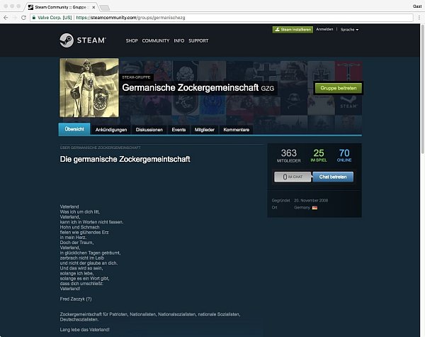 "Für Patrioten, Nationalisten, Nationalsozialisten, nationale Sozialisten, Deutschsozialisten." - © Screenshot: Christian Hubertus