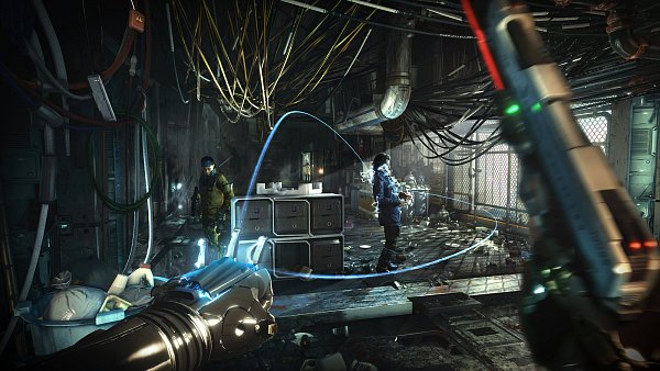 Wollen wir unentdeckt bleiben, legen wir Gegner mit Stromschocks schlafen - idealerweise bevor sie uns sehen. - © Eidos Montreal/Square Enix