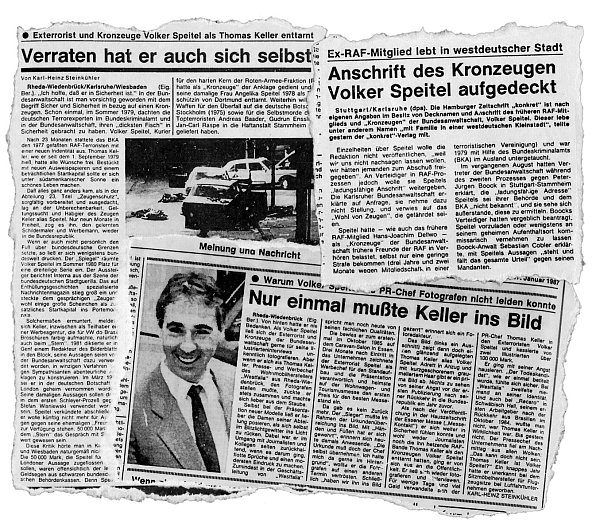 So berichtete die NW damals über den Fall: Den Anfang machte am 19. Dezember 1986 die Meldung rechts oben „Anschrift des Kronzeugen Volker Speitel aufgedeckt". Dass es sich bei der „westdeutschen Stadt" um Gütersloh handelte, kam erst Tage später heraus. - © Montage/Thomas Grundmann