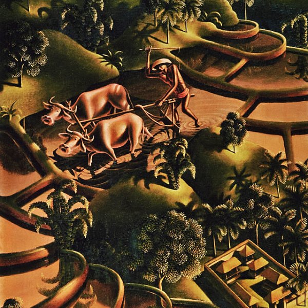 Sawahterrassen hat der Künstler dieses Bild aus dem Jahr 1932 betitelt, das das Landleben auf Bali einfängt. - © graphics & visions