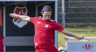 Timur Rieger war gedanklich schon mal beim Elfer gegen Arminia Bielefelds Torwart Jonas Kersken